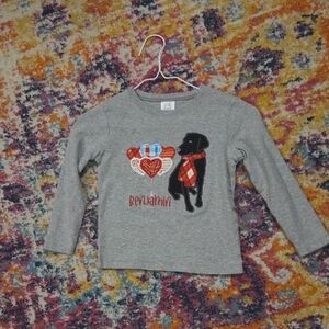 Gray Kids Shirt with Dog and Heart Design